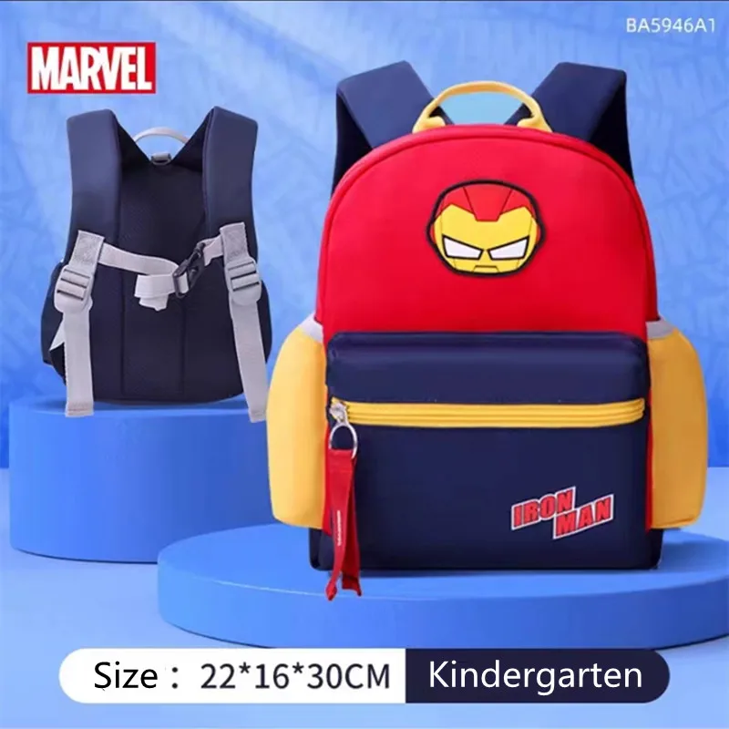 2023 Disney Kindergarten Tasche für Jungen Alter 2-8 Eisen Spider Man Kapitän Amerika Student Schulter ortho pä dischen Rucksack Geschenke Mochila