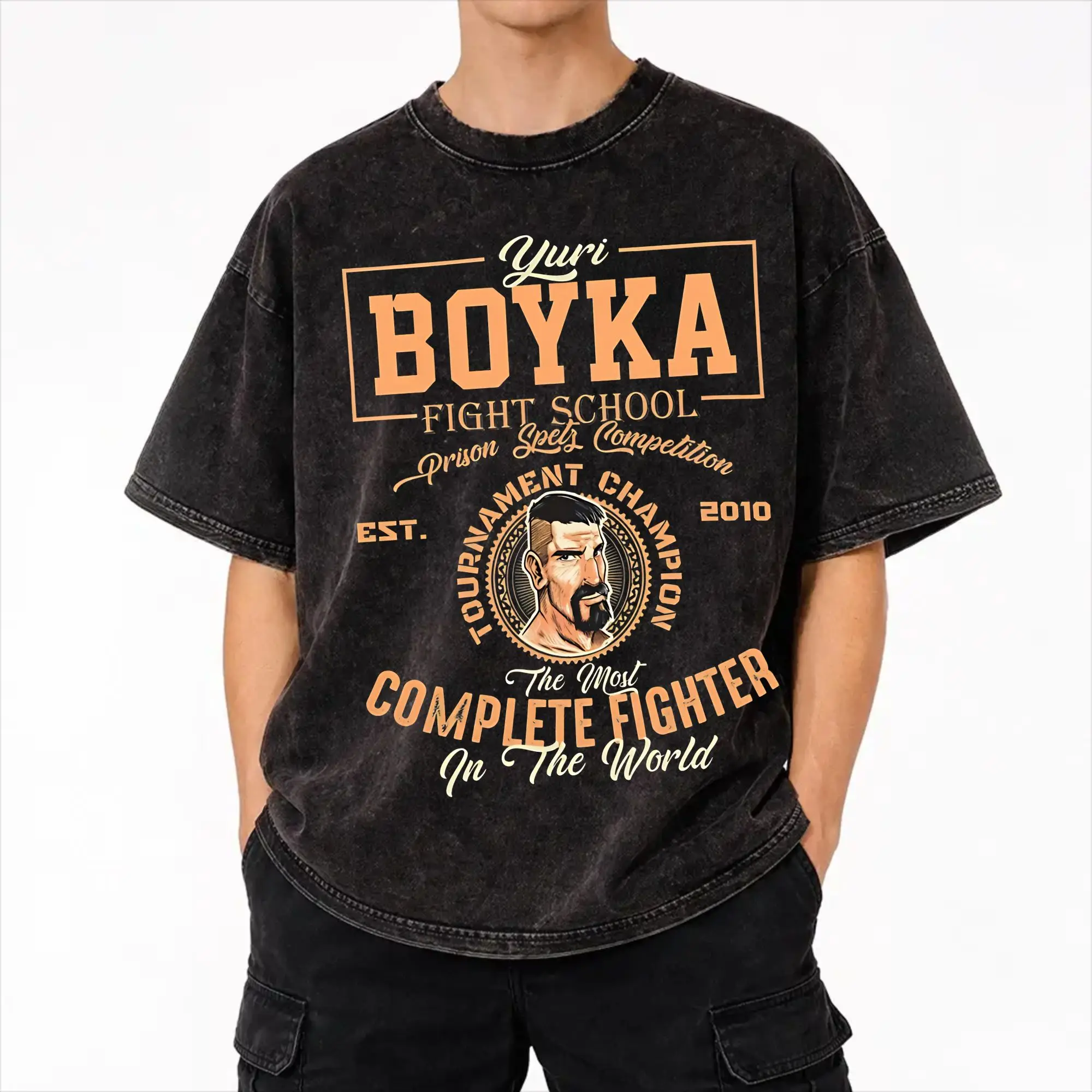 Most Complete Fighter Yuri Boyka Fight School  T Shirt Hip Hop Washed Short Sleeve T-Shirt  Vintage for Men Women Streetwear