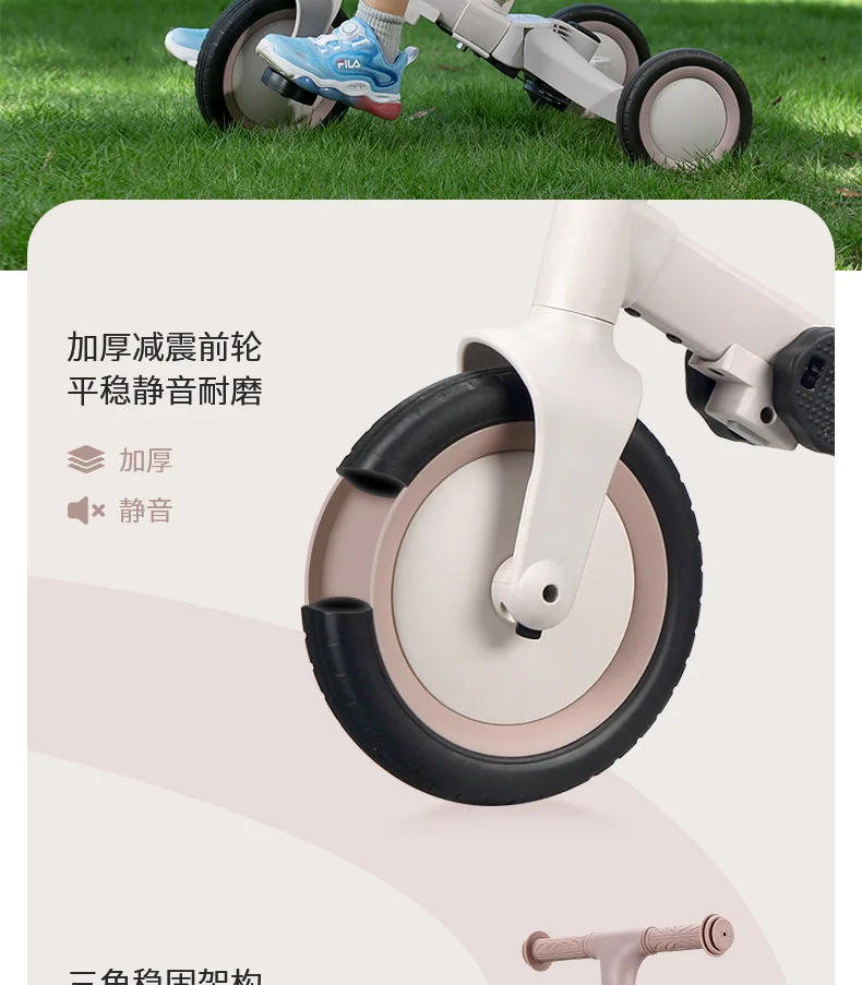 Triciclo infantil 3 em 1, pedal de bicicleta de equilíbrio de 3 rodas, bicicleta infantil com alça de pressão para crianças pequenas, meninos e meninas, carrinho de bicicleta