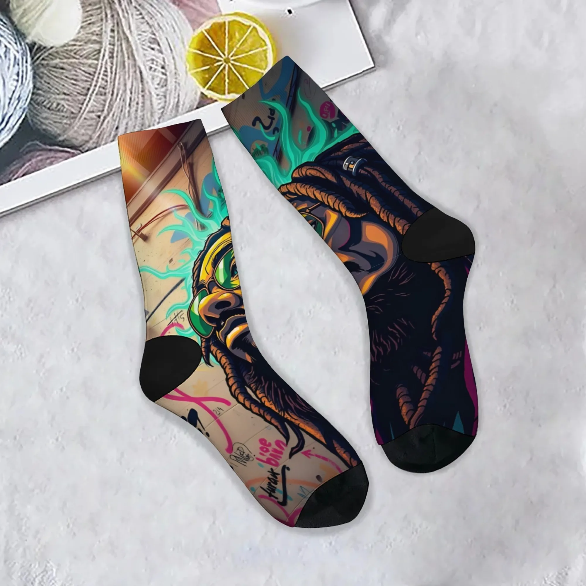Harajuku Retro Hip-Hop Street Art Crew Socken Graffiti Dreadlocks Charakter Druck lässige Socken neuartige Trend Party Urlaub Geschenke