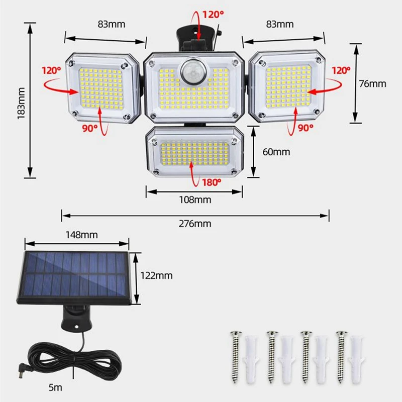 1 Stuk Buitenwandlamp Inductieve Garage Straatlantaarn Led Verstelbare 4 Kops Schijnwerpers Tuin Tuin Straatverlichting