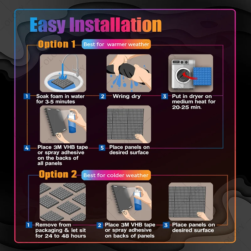 Insulation Sound-Absorbing Foam 6/12/24 Pcs, Studio Soundproof Foam Panel Ceiling, Wall Noise Canceling Sound-Absorbing Material