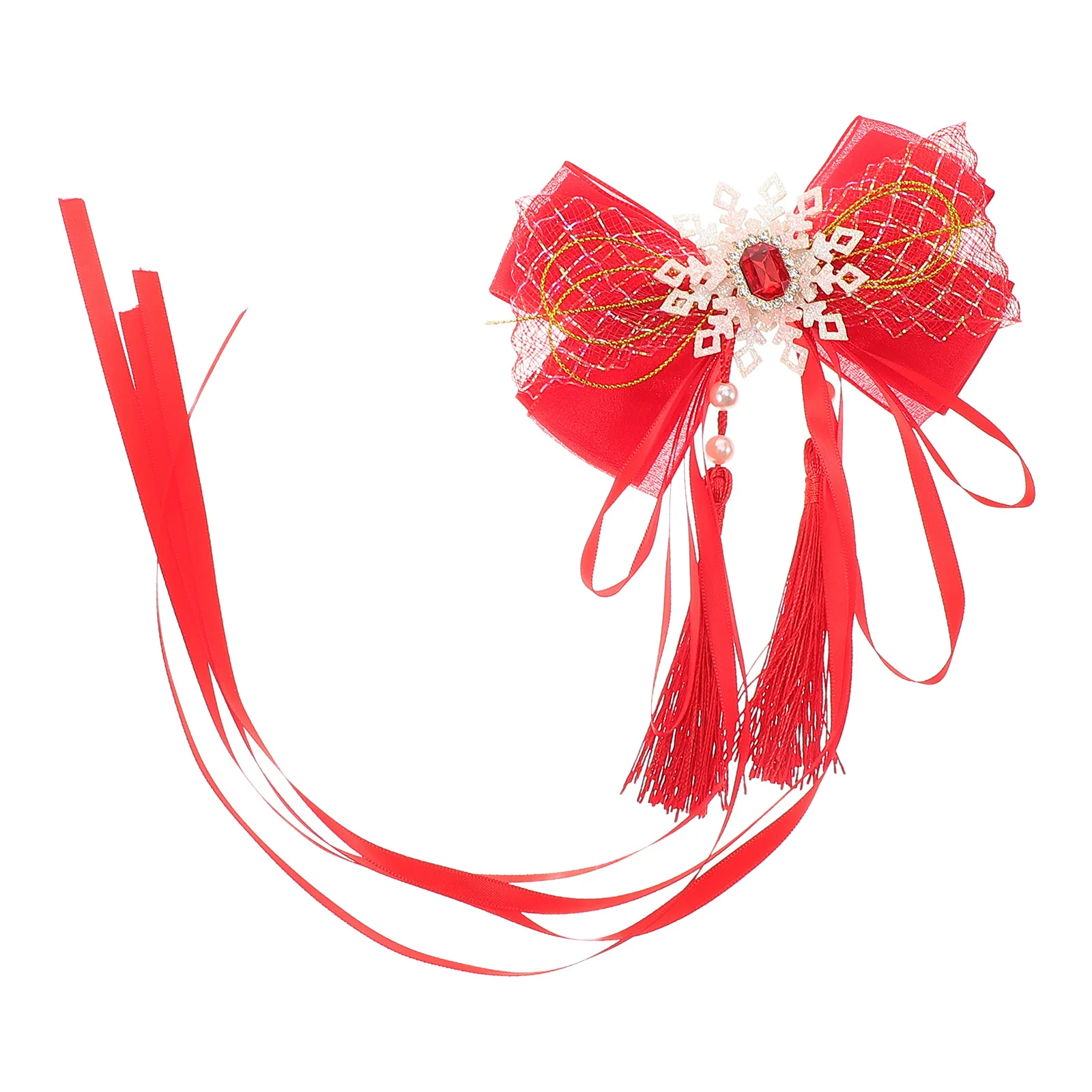 

Bow Hair Clips for Girls Gauze Bow Ribbon Fantasy Chinese Festival Children's Hair Accessories New Year Clip Girls Clip