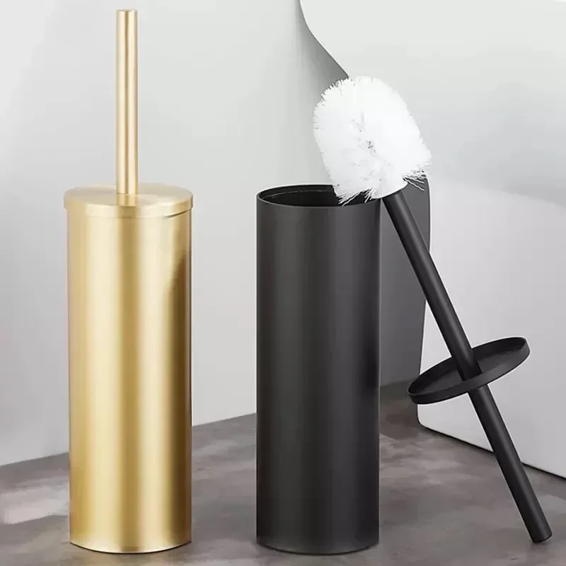 Luxury Gold Black Aluminum Toilet Brush Holder Set Bathroom Cleaning Brush Household Floor Cleaning Bathroom Accessories