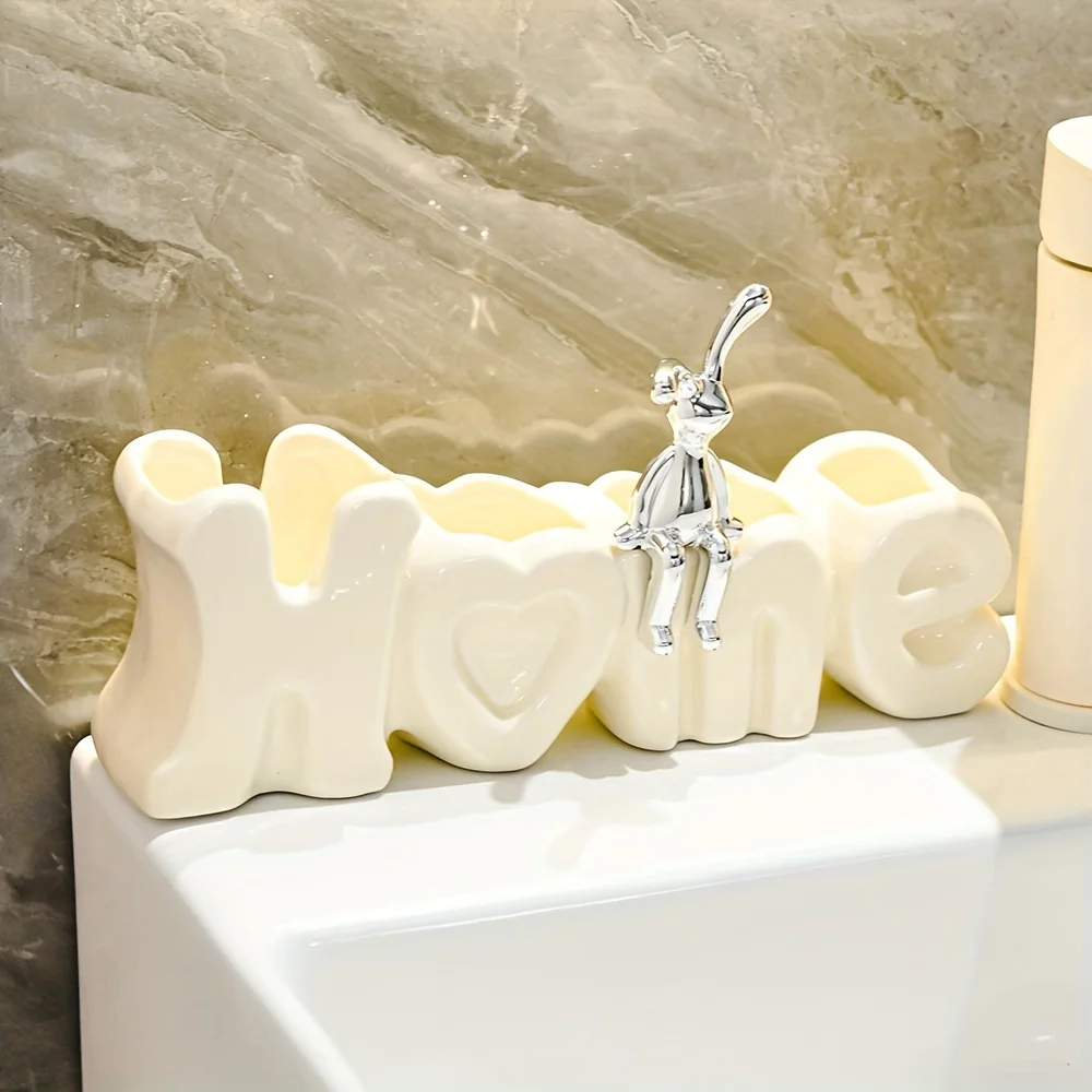 

Stylish Ceramic Toothbrush Holder - Multifunctional Bathroom Organizer & Desk Storage. Perfect Home Decor Accessory. Shop Now!