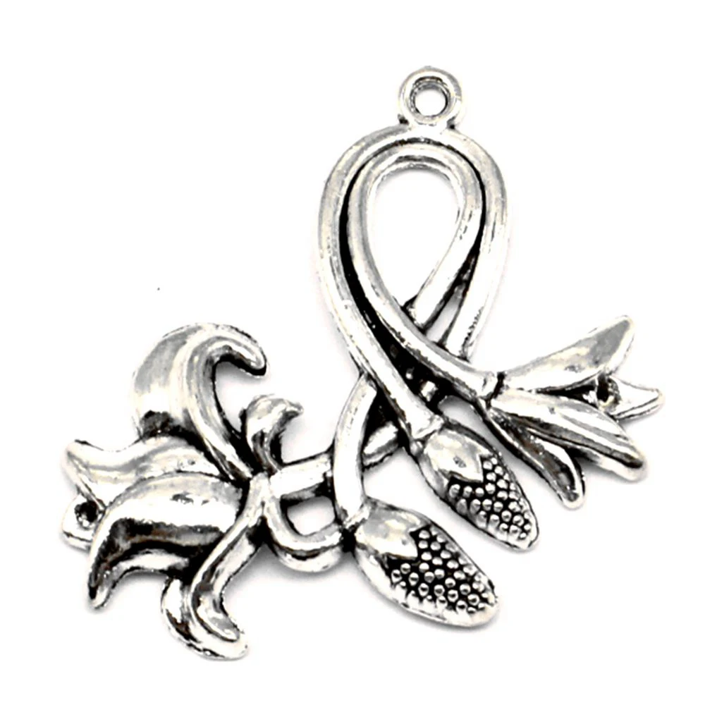 40pcs Wholesale Jewelry Lots Flower Buds Charms Pendant Supplies For Jewelry Materials 30x35mm