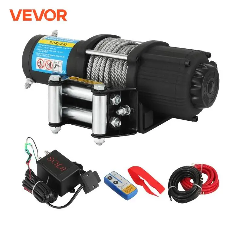 VEVOR 4000LBS 12V Electric Winch for 4X4 43FT Steel Cable With Wireless Control ATV Truck Off Road