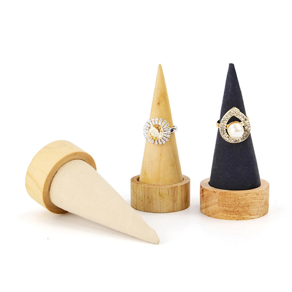 

Jewelry Cone Ring Holder Display Ornamnet Necklace Storage Rack Accessories Wooden Organizer Mother