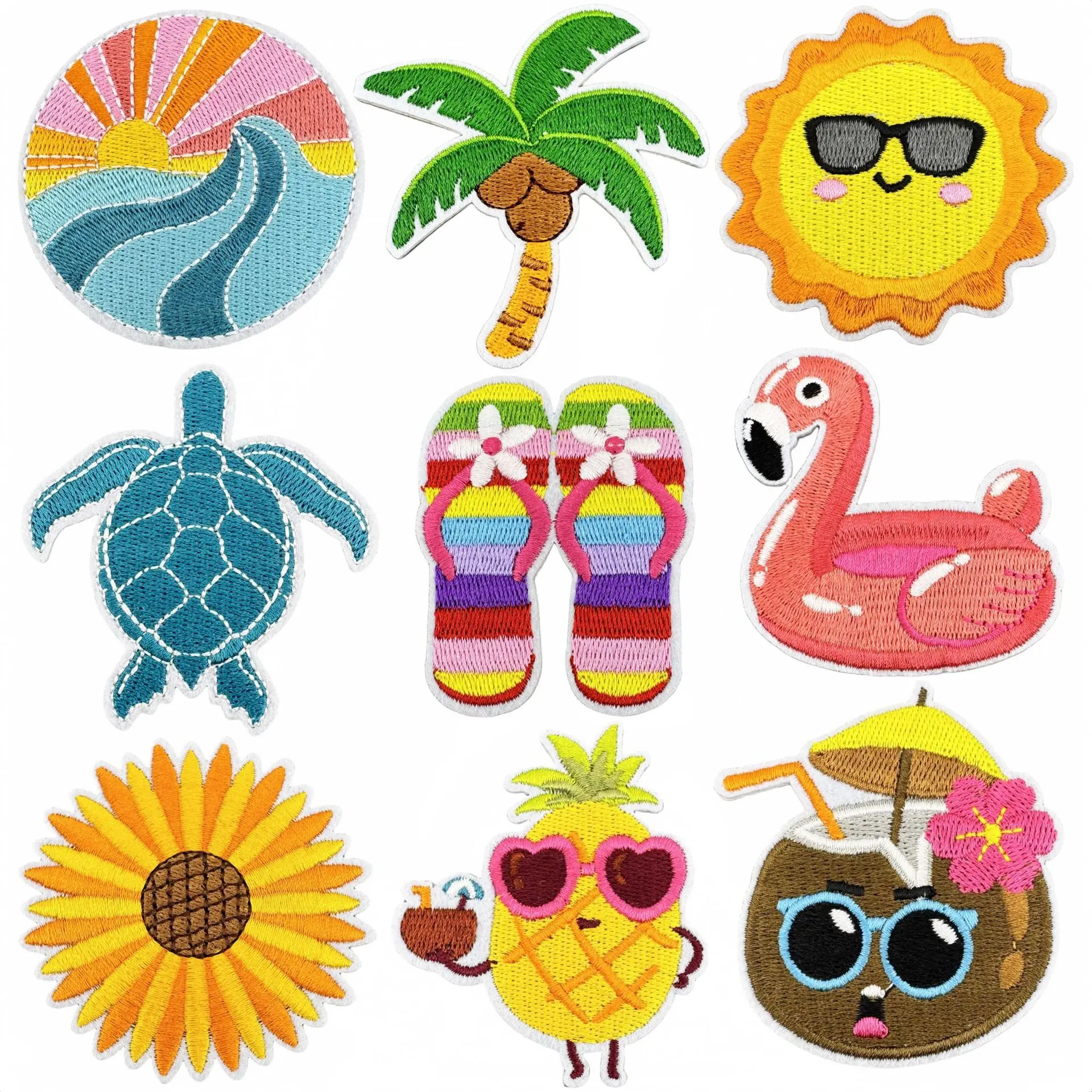 Emblem Embroidered Cloth Stickers Cartoon Flowers DIY Iron Clothing Patches