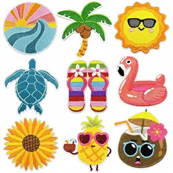 Emblem Embroidered Cloth Stickers Cartoon Flowers DIY Iron Clothing Patches