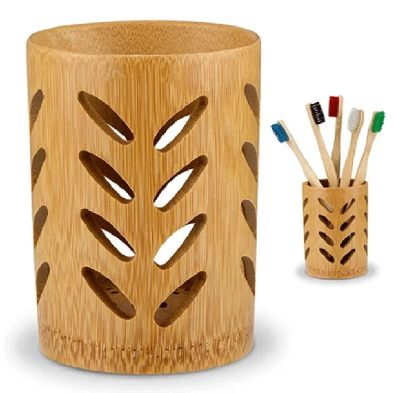 

Bamboo Toothbrush Holder For Bathroom Toothbrush Cup With Drainage Quick Drying Bathroom Cup Toothpaste Holder Degradable Cup