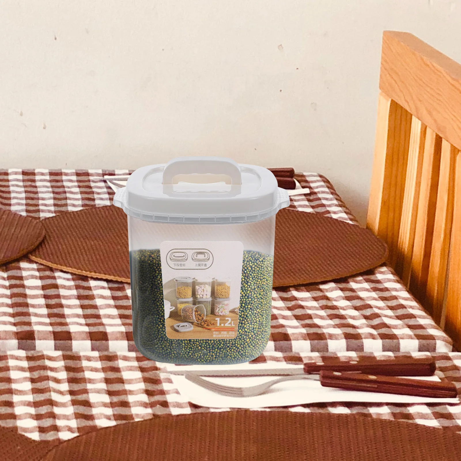 

Kitchen Storage Canister 10 Lbs Airtight Rice Container For Tea Cereal Flour Multifunctional Dry Food Jar Sealing Lid