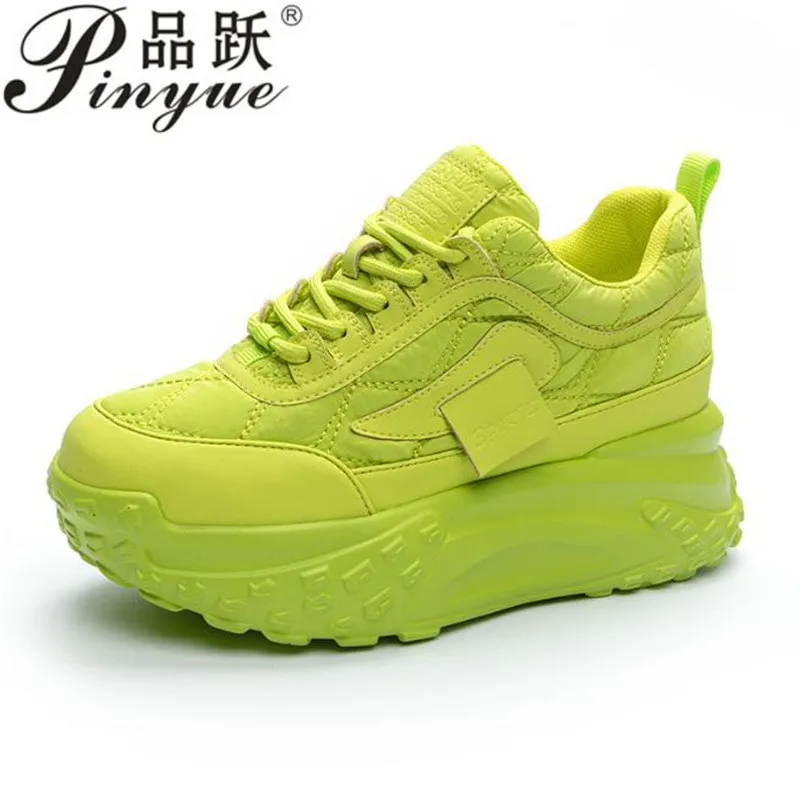 Cow Leather 6CM New Chunky Tennis Sneakers For Women Shoes Fashion Mesh Breathable Light Running Shoes Ladies Platform Dad Shoes