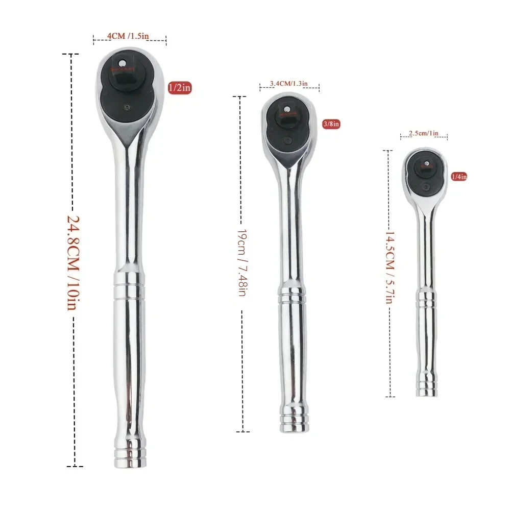 

Ratchet Wrench 24Tooth Quick Release 1/4'' 3/8'' 1/2'' Socket Automotive Nut Reversible Drive Wrench Mechanical Hand Repair Tool