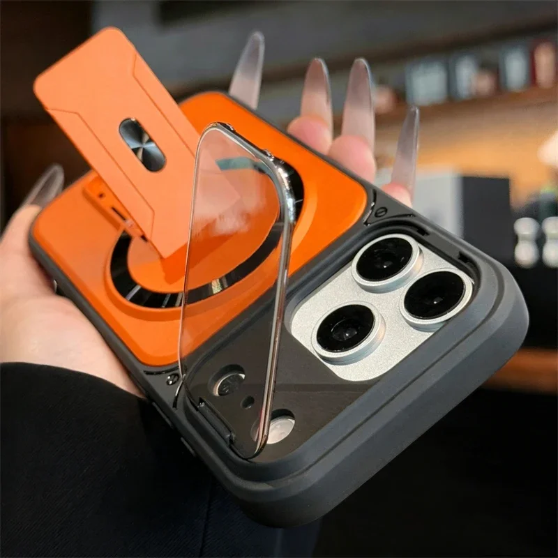 Étui magnétique pliable avec support pour iPhone Air 17 16 15 13 12 11 Pro Max 14 Plus 17 Pro iPhone 17, coque de protection pour objectif d'appareil photo Magsafe