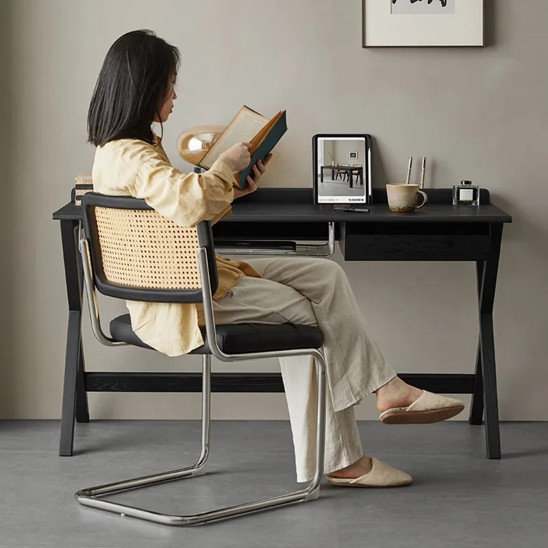 Solid wood desk, black ash wood computer desk