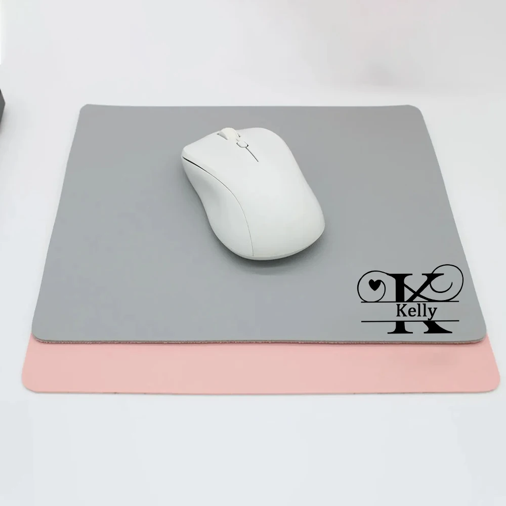 Customized Solid Color Simple Leather Anti-Slip Mouse Pad Birthday And Holiday Gift Custom Name Letter Personalized Mouse Pad