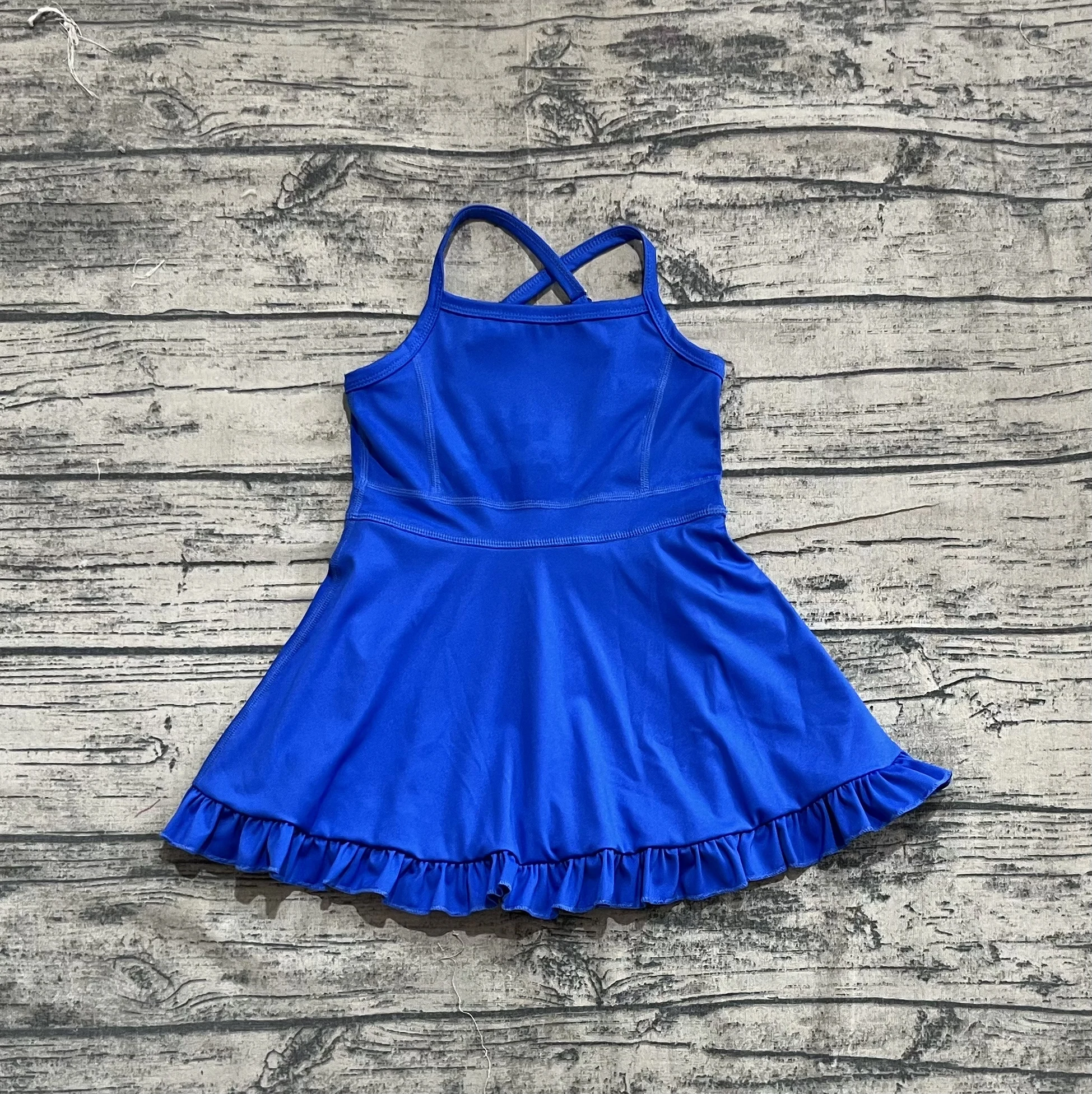 

5.26 Presale S0551 Wholesale Baby Girl Clothes Yoga Dress Have Under Shorts Kids Summer Clothing