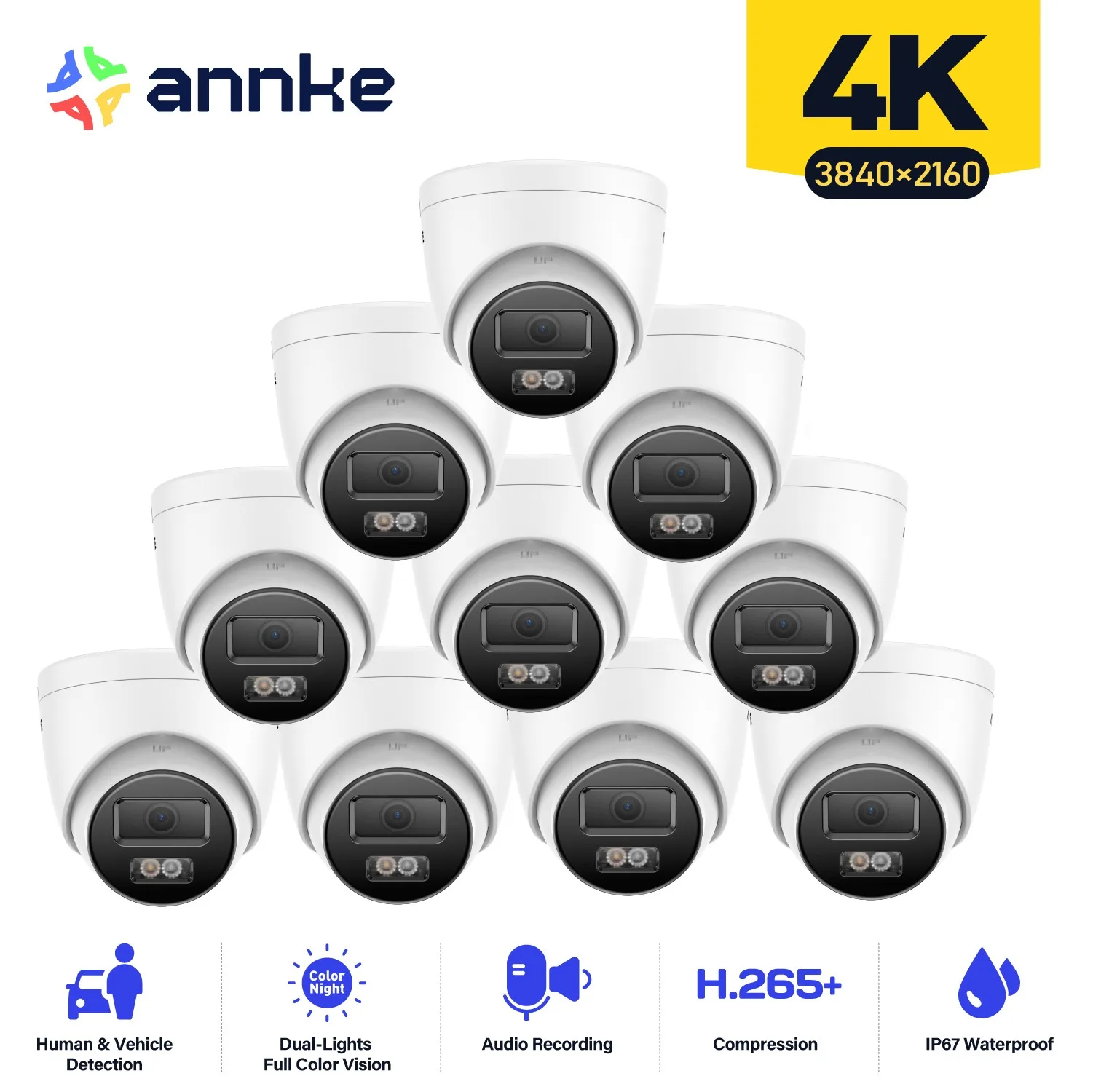 ANNKE 5MP/8MP IR Network Camera Smart Home IP Camera Outdoor Indoor 4K POE Security Cameras Surveillance Cameras TF Card Support