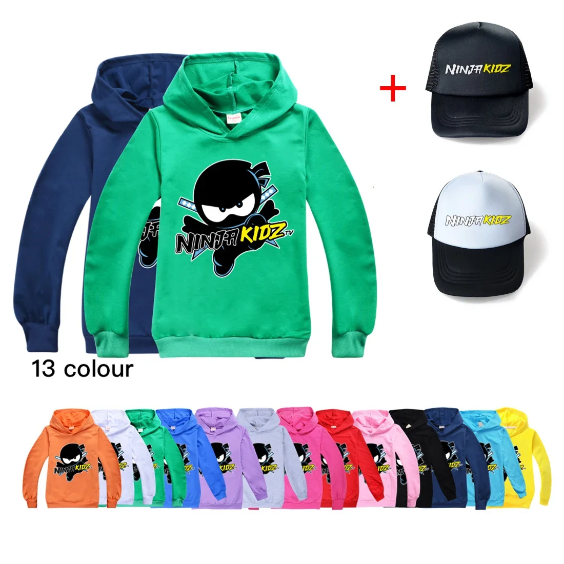 

Kids NINJA KIDZ Hoodies for Boys Girls Cartoon Long Sleeve Christmas Clothes Tops T-shirt Cotton Jackets Anime Teens Sweatshirts