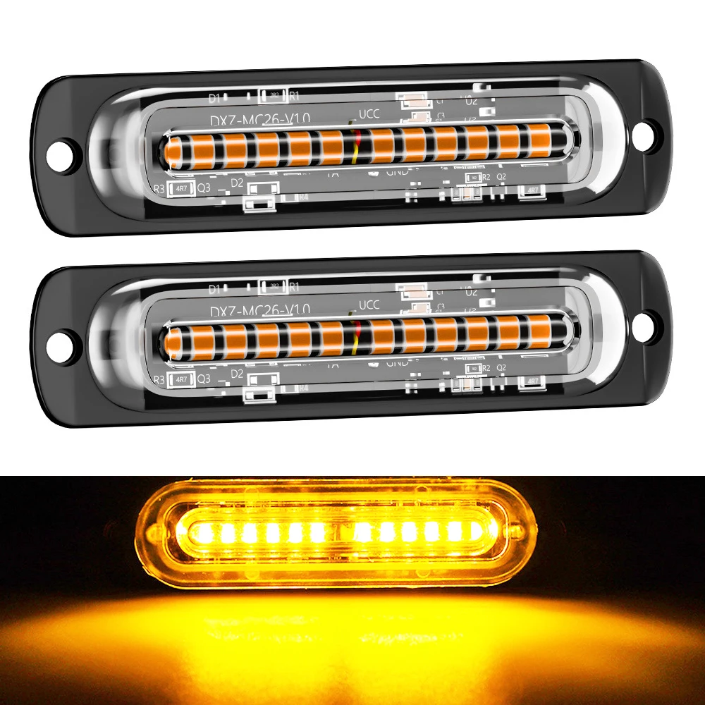 

2pcs 12V-24V Car Truck Emergency Light Flashing Firemen Lights Car-Styling Ambulance Police Light Strobe Warning Light Amber Red