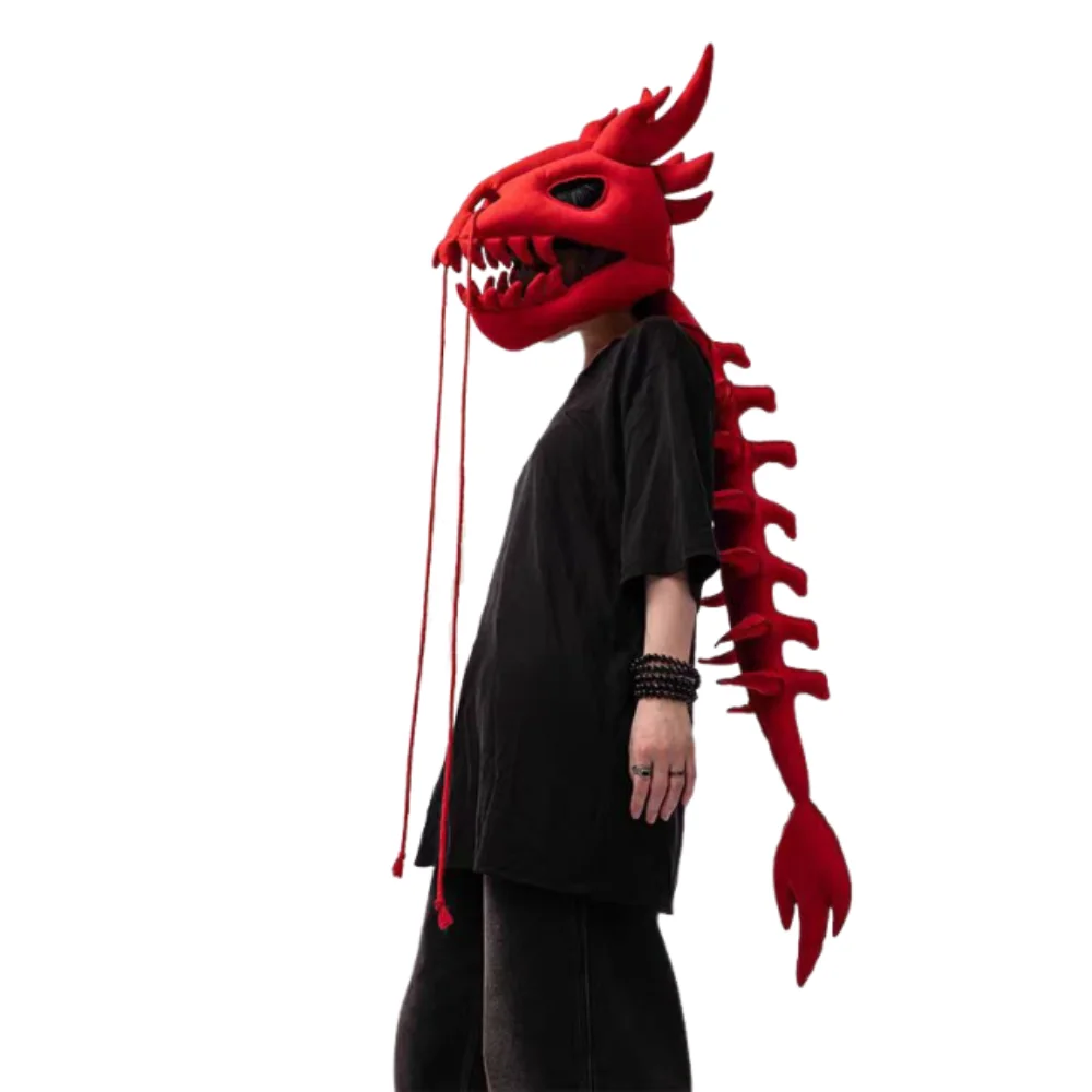 

3D-маска-шлем в виде скелета динозавра, носимая, 80/120 см, шапка-голова динозавра, крутая, легко надеваемая, костюм динозавра для Хэллоуина и вечеринок