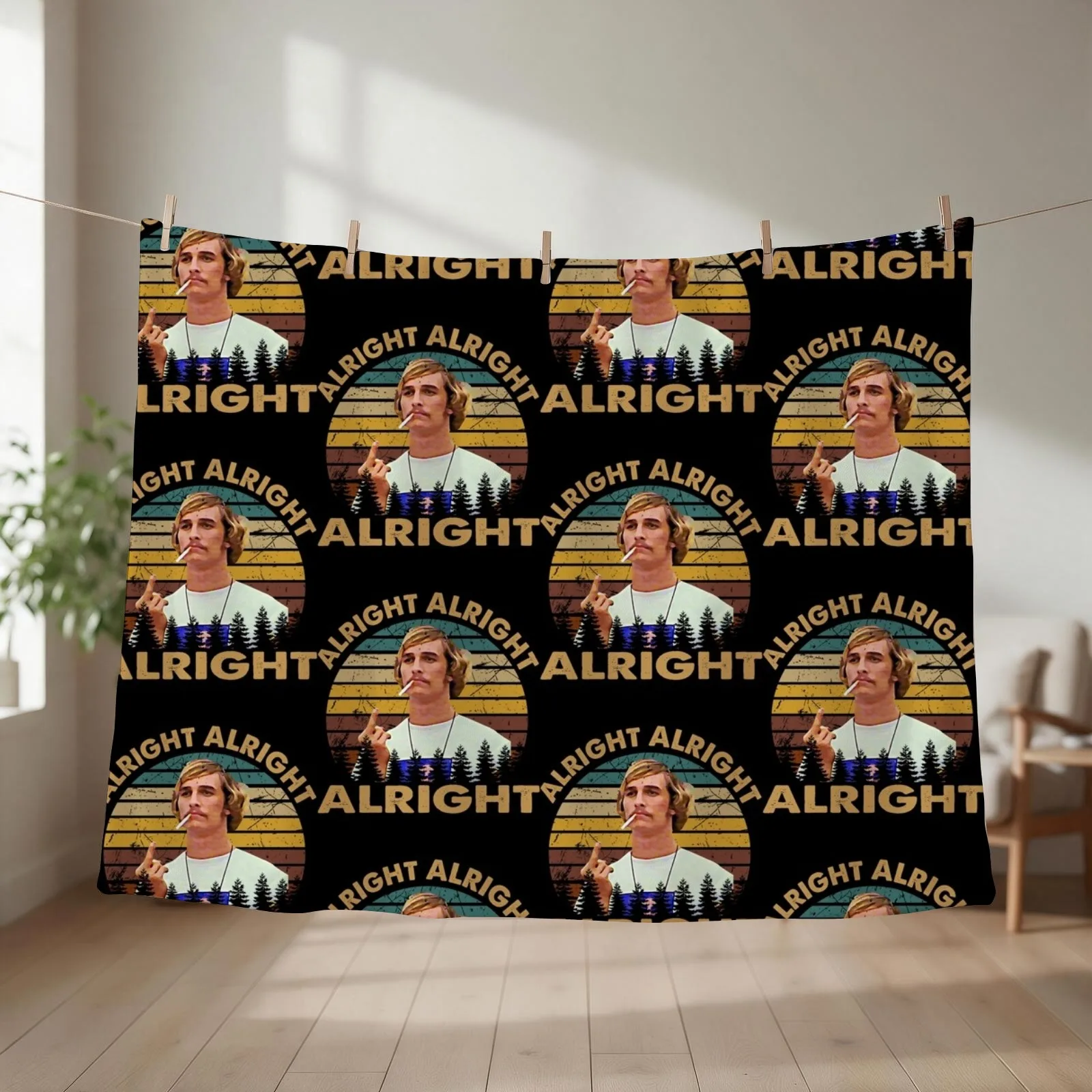 Dazed and confused retro vintage alright Throw Blanket couch cozy soft plush fuzzy picnic outdoor blanket