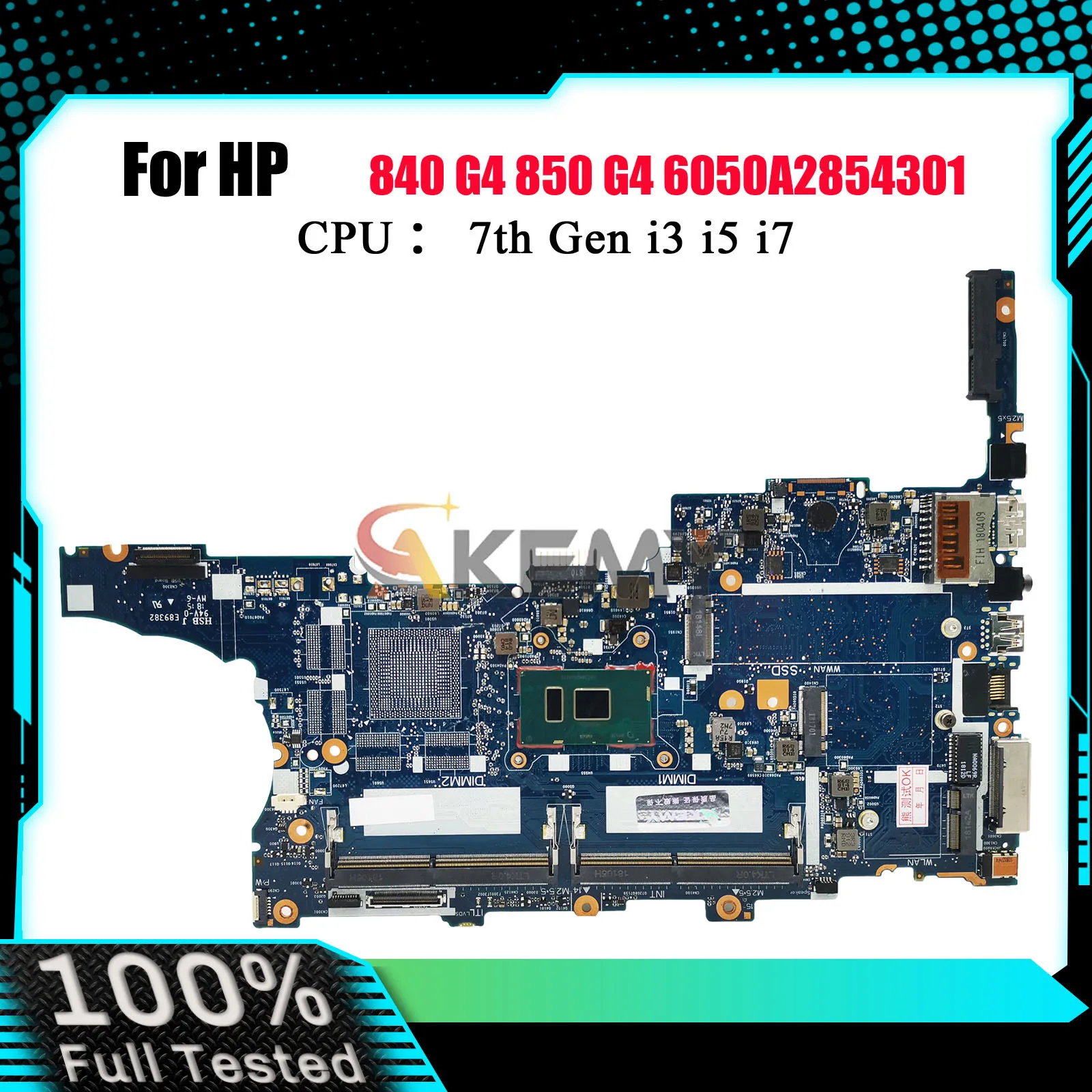 

6050A2854301 для ноутбука HP EliteBook 840 G4 850 G4, материнская плата 917503-001 917501-001 с процессором i5 i7 DDR4, 100% полностью протестирована