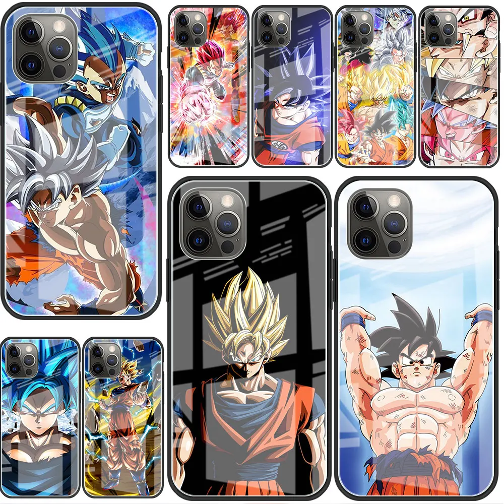 

Glass Case For Apple iPhone 14 13 Pro 11 12 7 8 Plus SE 2022 XR X XS Max 6 6S Tempered Phone Cover Anime-Dragon-Ball