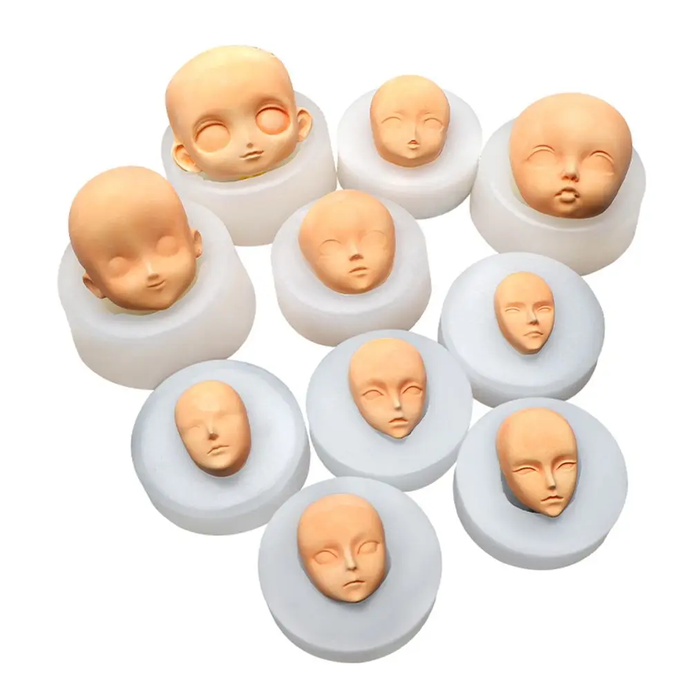 Versione Q Decorazione torta fai-da-te Versione Q Testa di argilla Sculpey Accessori per la modifica della bambola Stampi in silicone per il viso del bambino Stampo per il viso 3D