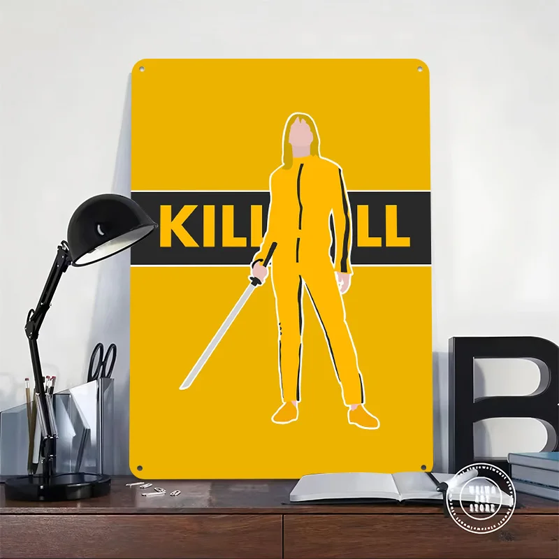 Kill Bill 3D Printed Texture Poster Personalized Wall Art Retro Metal Tin Signs for Wand Deko Decoration Room Decor Luxury Home