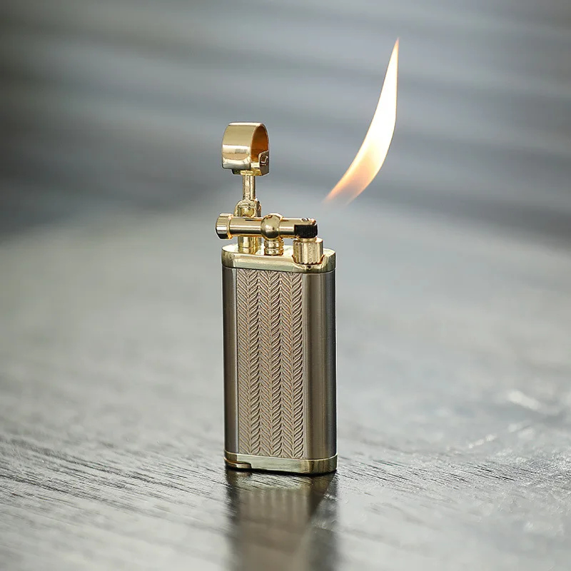 Fashionable Tilt Flame Pipe Lighter, Metal Grinding Wheel Inflatable Lighter, Men's Gift Cigarette Accessories