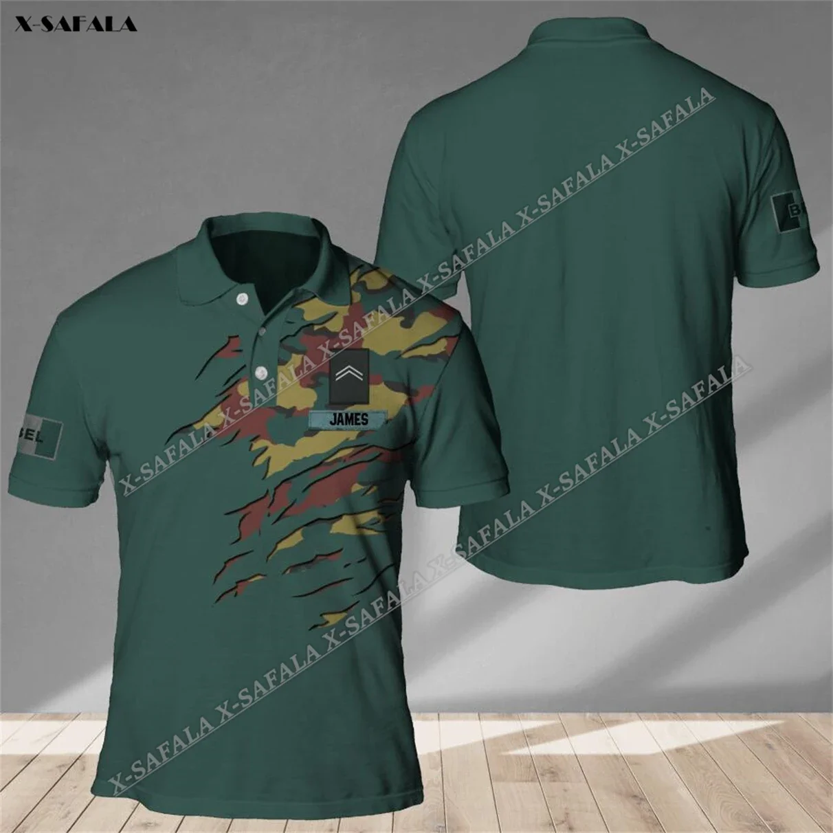 Swedish Netherlands Belgium Custom Rank Army Camo Veteran Soldier 3D Print High Quality Polo Shirt Men's Casual Top Breathable