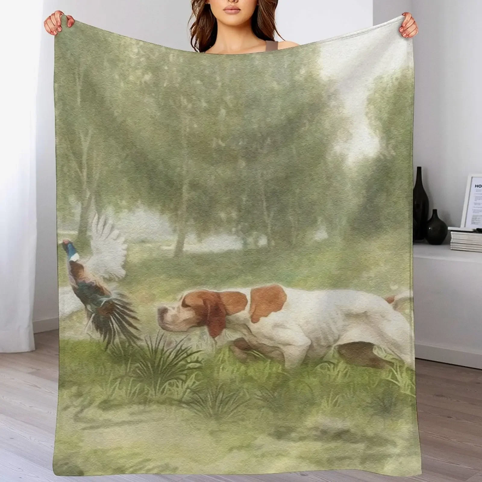 

Pheasant Hunting with Pointer Throw Blanket Stylish Couch Blanket for Home Living Room