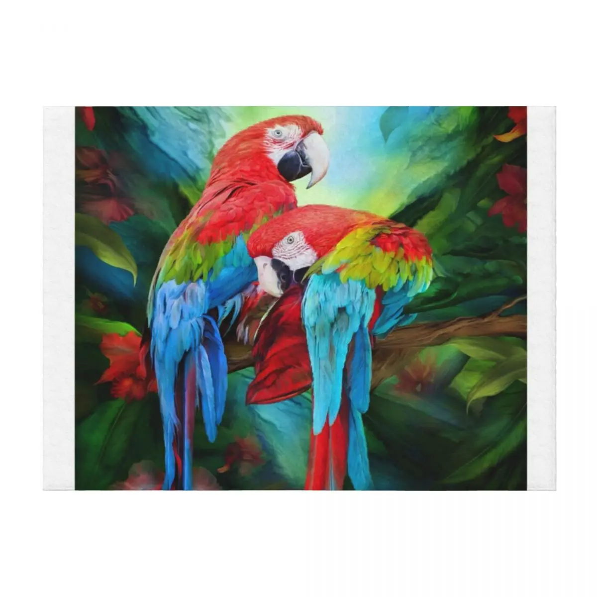 

Tropic Spirits - Macaws Throw Blanket Summer Cute Plaid Bed Hair Blankets