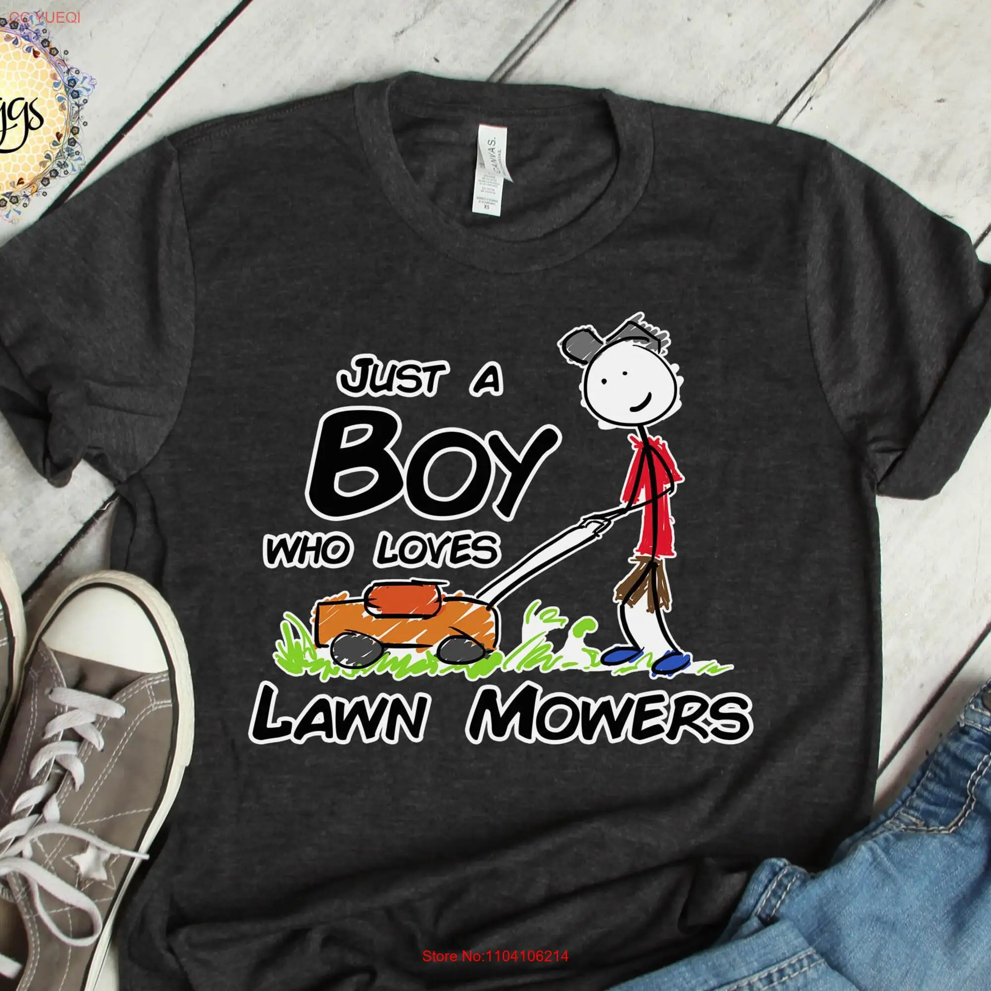 LAWN SHIRT LANDSCAPER s for Men Lover Gardener T Just a Boy Who Loves Mowers long or short sleeves