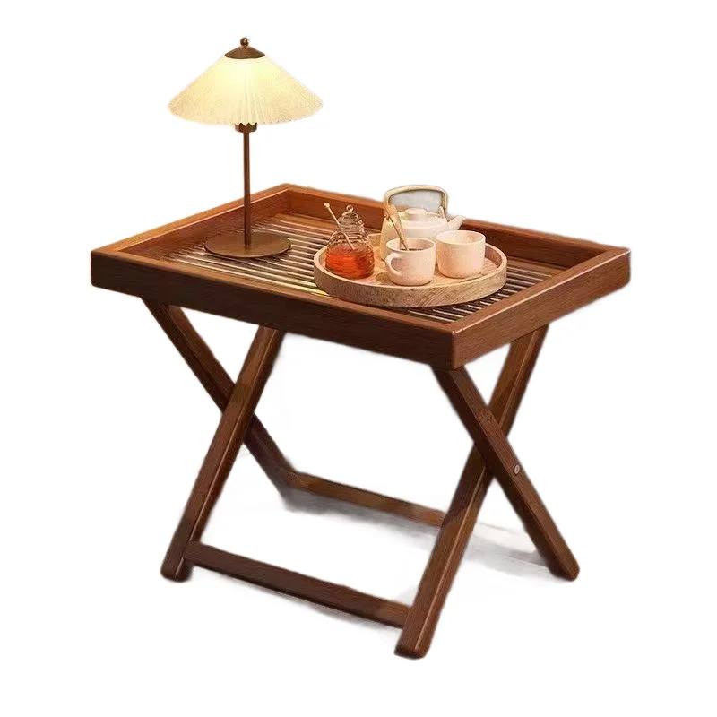 Foldable Coffee Table, Mini Household Side Table for Sofa & Balcony, Living Room Storage Rack, Creative End Table