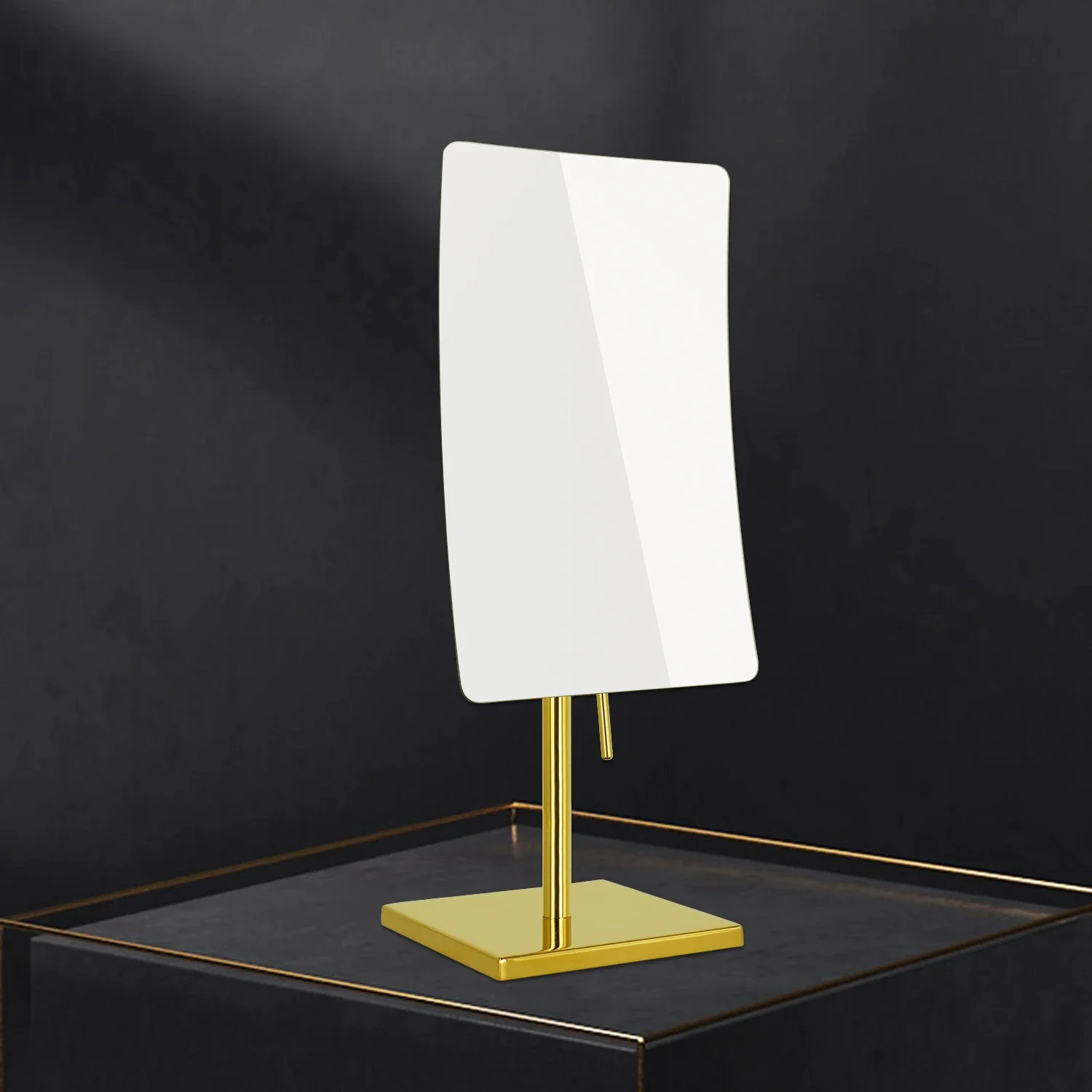 Frameless Rectangle Tabletop Vanity Mirror with Single Side Adjustable Easy Positioning 5X Magnification, 304 Stainless St