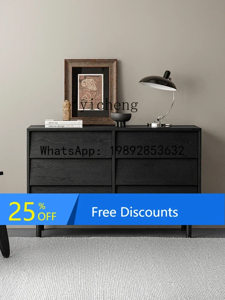 

LYY Solid Wood Chest of Six Drawers Bedroom Large Capacity Storage Bed Front Cabinet Simple Living Room Wall Storage