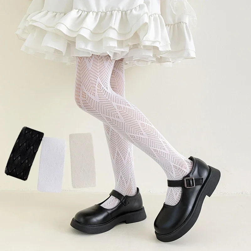 Thin Breathable Baby Girl Tights Kids Dance Stocking Sock Children School Student Uniform Tights Princess Wave Lace Pantyhose