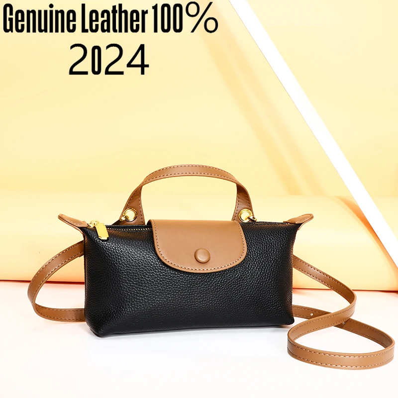 

2024 New Women's Fashion Personalized Shoulder Bolsas Mobile Wallet Authentic Cowhide Women's Luxury Diagonal Straddle Bags Sac