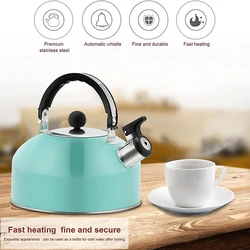 3L Stainless Steel Whistling Tea Kettle Food Grade Tea Pot For Coffee Tea Boil Water Compatible With Gas Stoves Induction Cooker