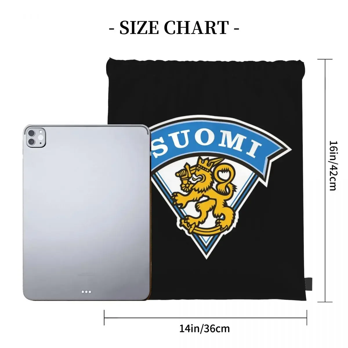 Finland Ice Hockey Team Backpacks Portable Drawstring Bags Drawstring Bundle Pocket Sundries Bag BookBag For Travel School