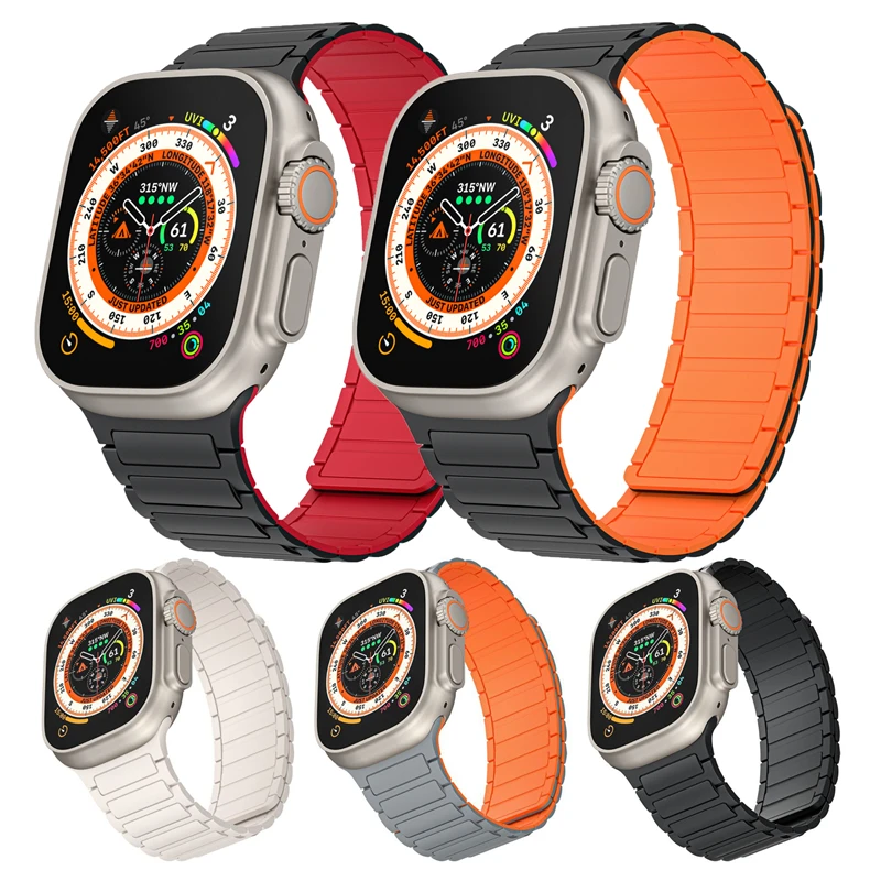 애플 워치 밴드용 마그네틱 루프 49mm 46mm 42mm 44mm 40mm 45mm 41mm 실리콘 팔찌 iWatch 시리즈 11 9 8 SE3 울트라 3 2 스트랩