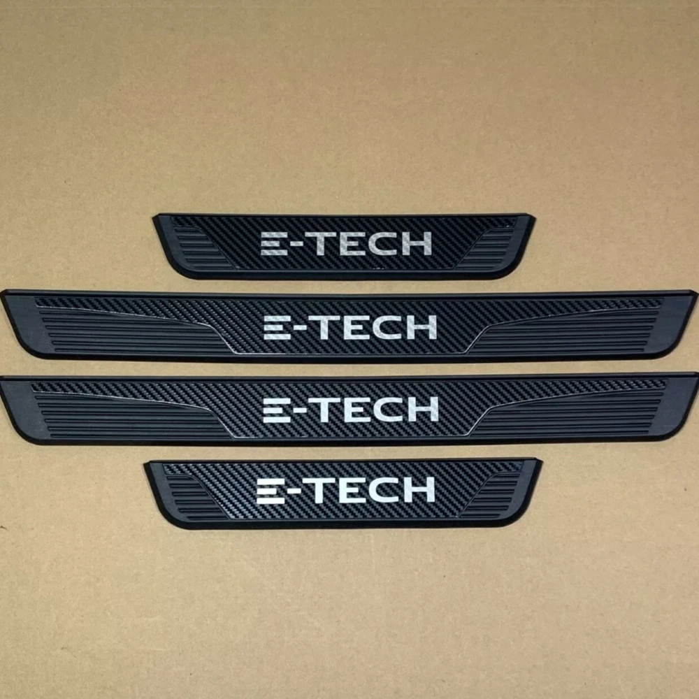 For Renault Clio Autral Captur Scenic Rafale E-Tech Car Door Sill Plate Plastic Stainless Steel Protector Trim Stickers Stylings