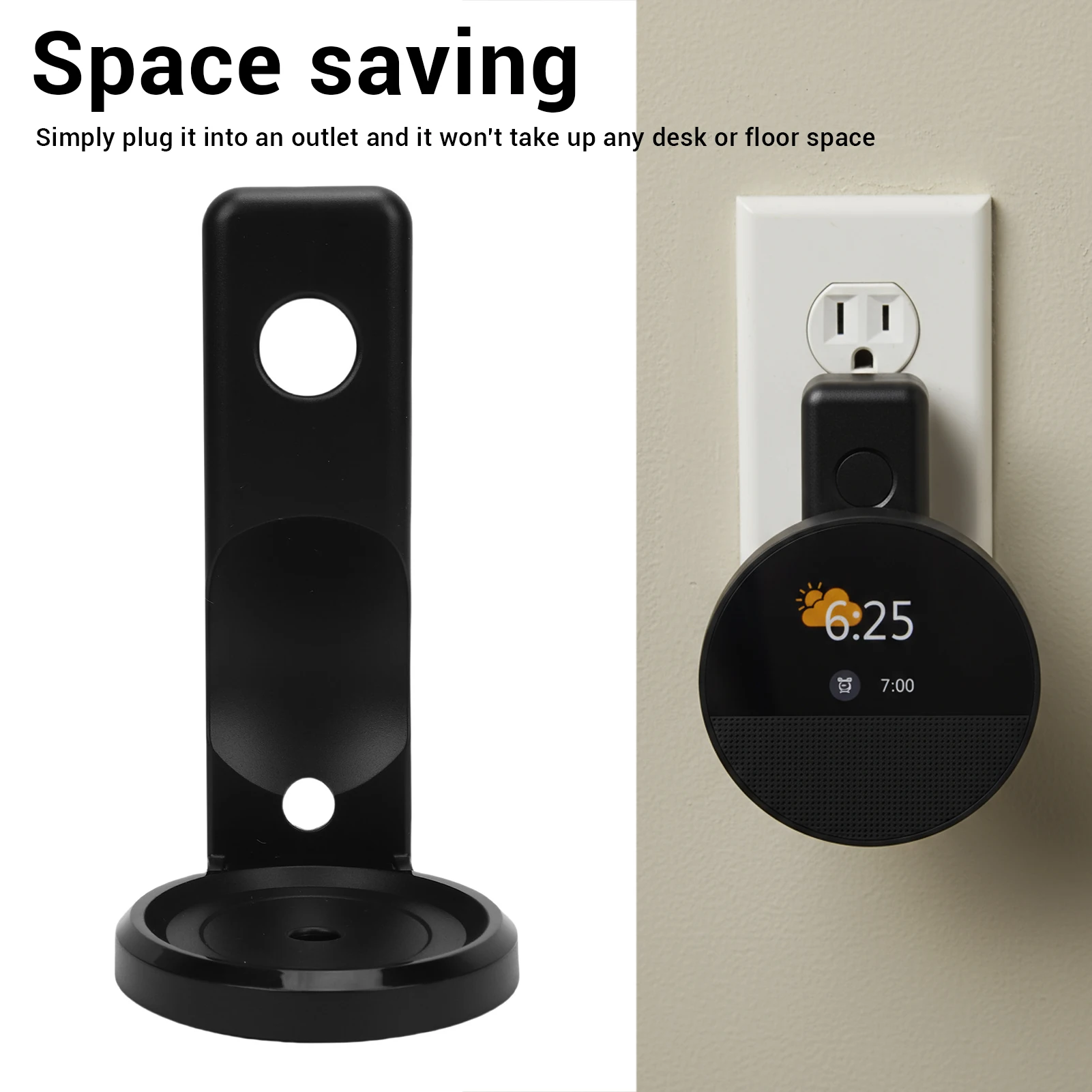 Outlet Speaker Wall Mount Holder Fit for Echo Spot 2024 Speaker Stable Space Saving Outlet Speaker Shelf with Cable Management