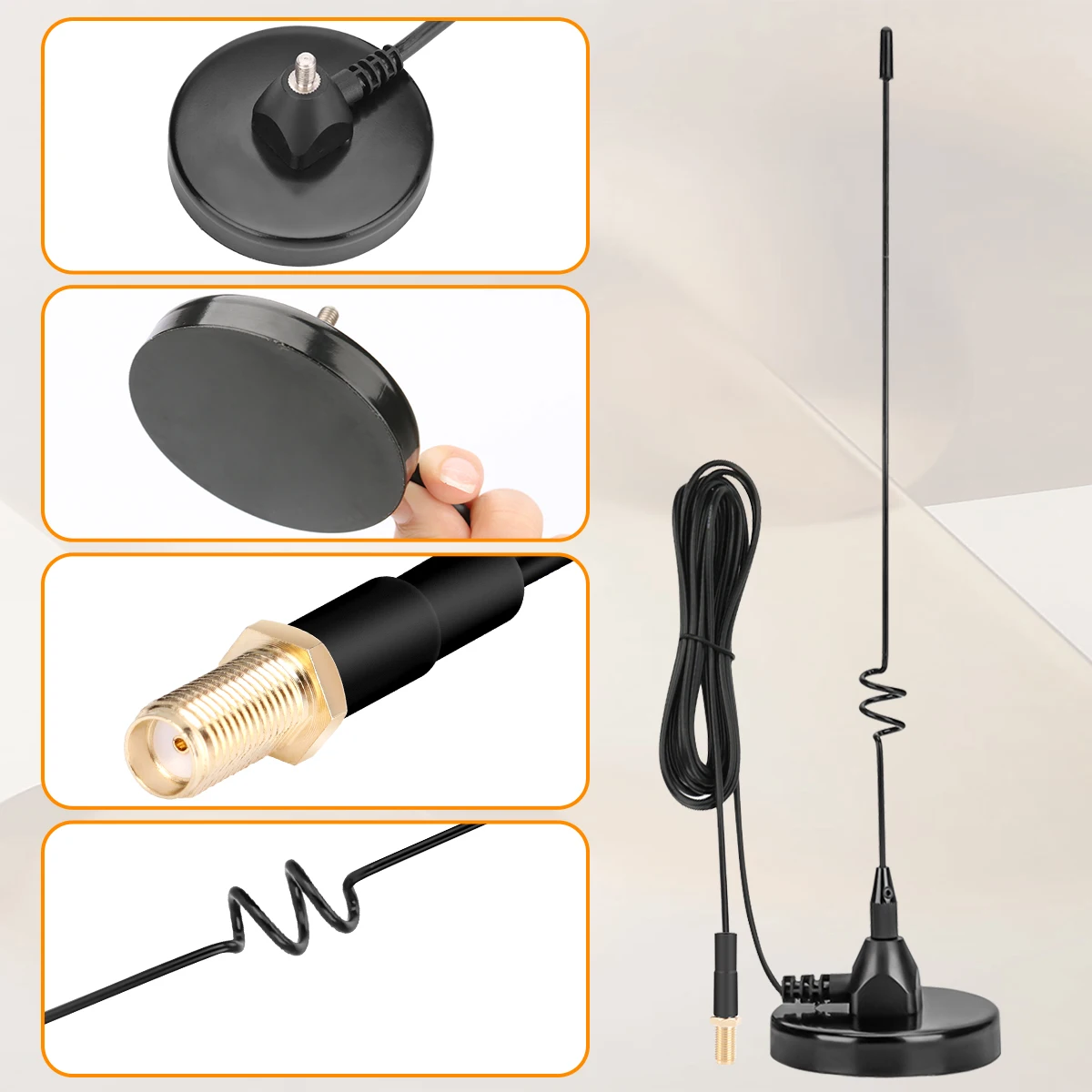 Antena ABBREE AD-109 magnética VHF UHF SMA-hembra para Baofeng - imagen 3