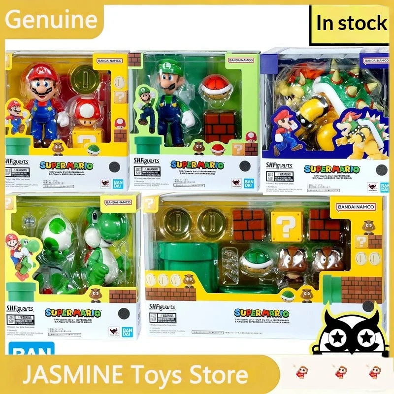 

Оригинальные фигурки Bandai S.H.Figuarts из серии Super Mario: Луиджи, Йоши, Боузер, игрушки для мальчиков и девочек, подарок, коллекционные украшения