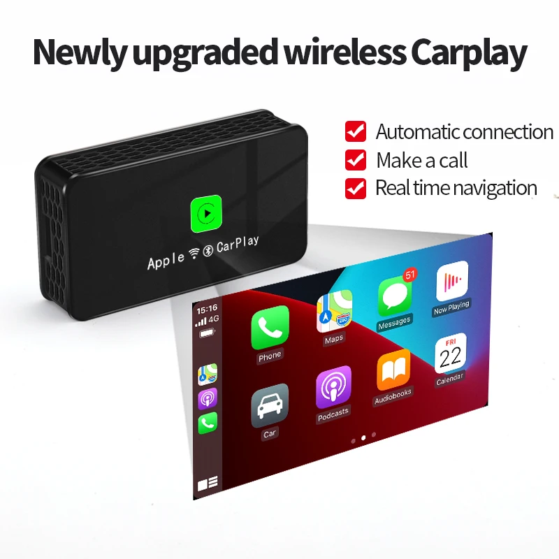 

Mini Carplay Wireless for Toyota Mazda Nissan Camry Suzuki Subaru Citroen Audi Mercedes Kia Ford Navigation