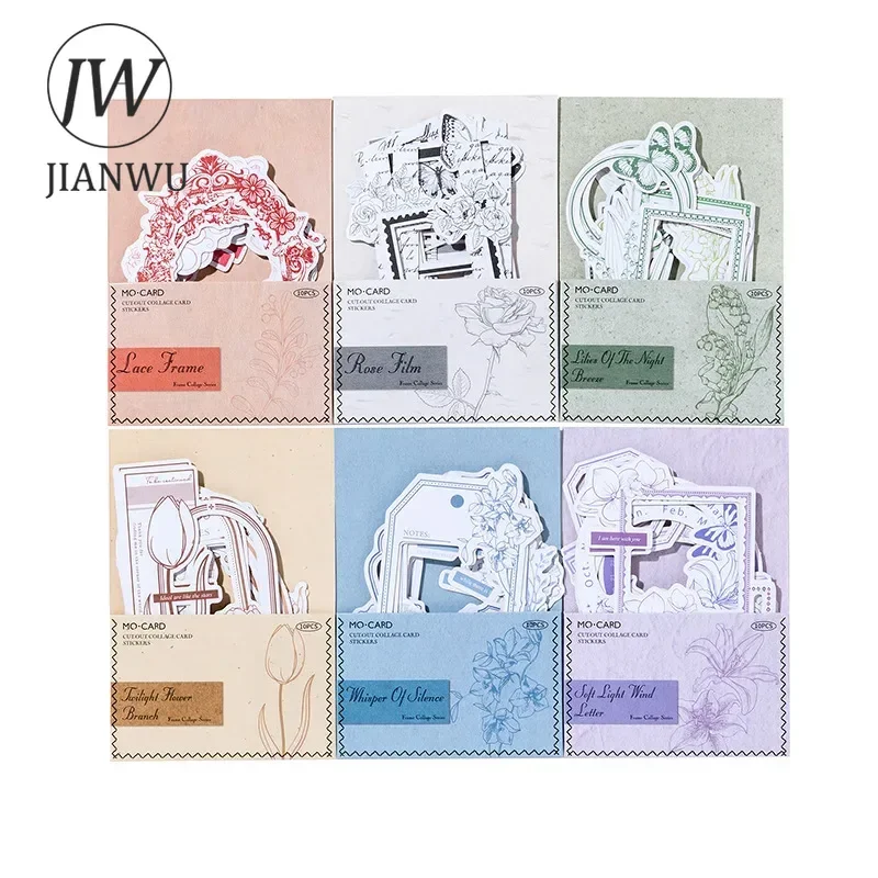 JIANWU Frame Collage Series Vintage Flower Hollow Border Material Collage Sticker Creative DIY Journal Stationery